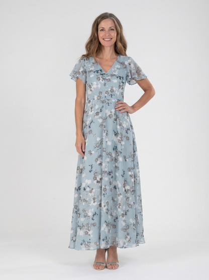Ismeria | Florales Chiffon-Maxikleid