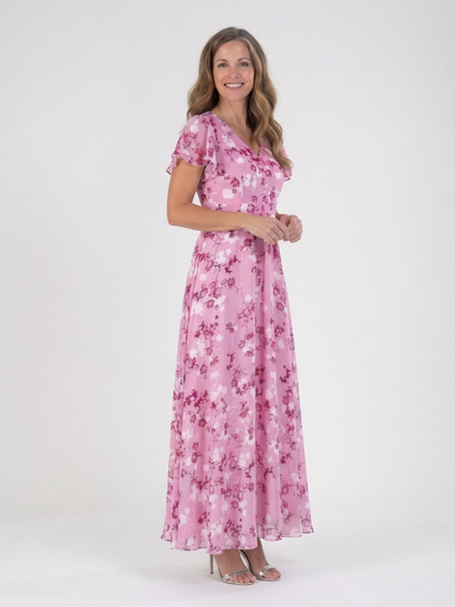 Liza - Florales Chiffon Maxi Kleid