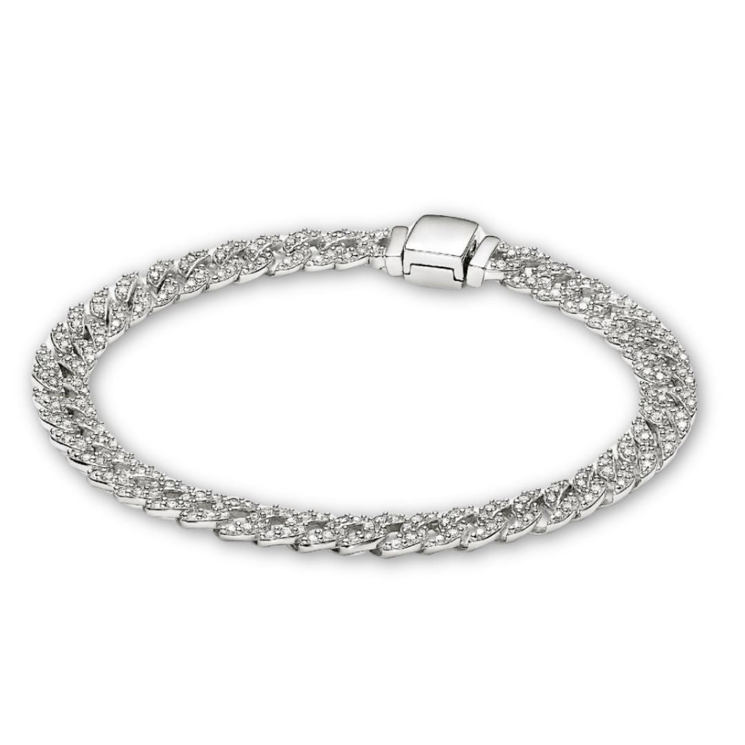 Pave Cuban Bracelet with Gemstone Accents for events and Daily Wear