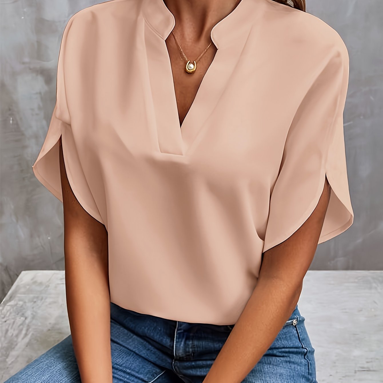 Unifarbene Bluse für Damen 10