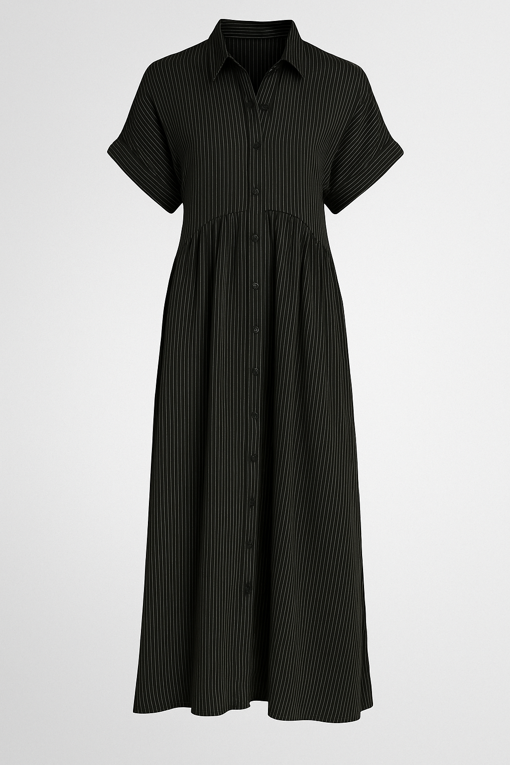 Chic Women's Midi Dress with Handy Pockets