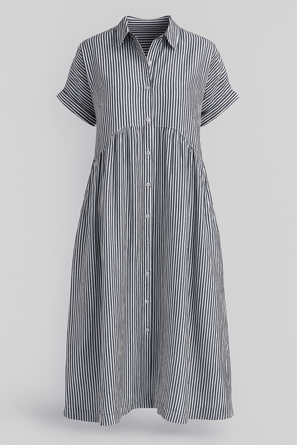 Chic Women's Midi Dress with Handy Pockets