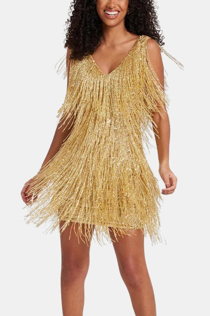 Kyrie – Beaded Fringe Sequin Mini Dress