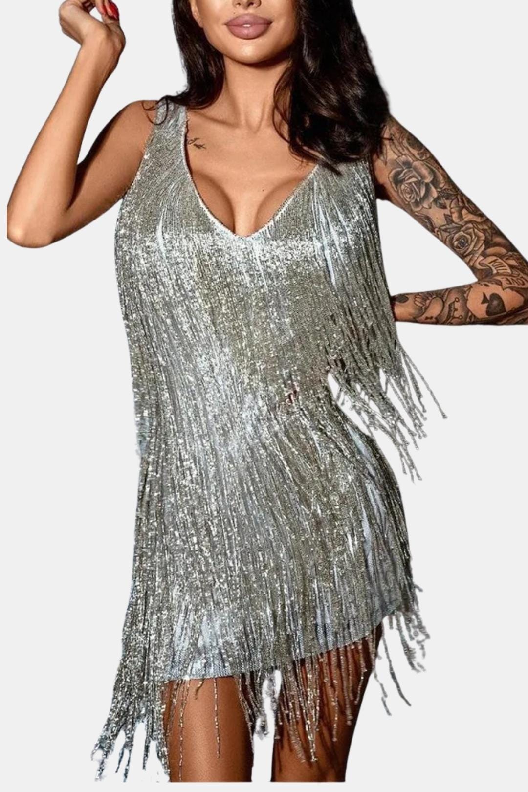 Kyrie – Beaded Fringe Sequin Mini Dress