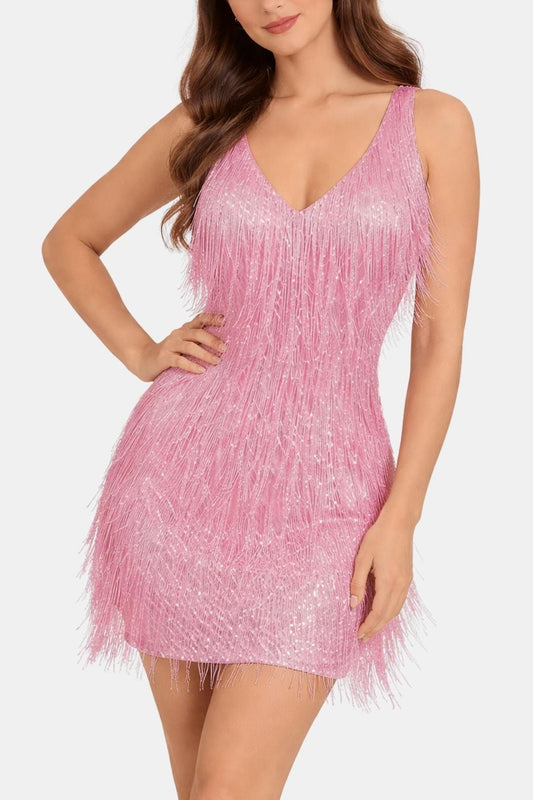 Kyrie – Beaded Fringe Sequin Mini Dress
