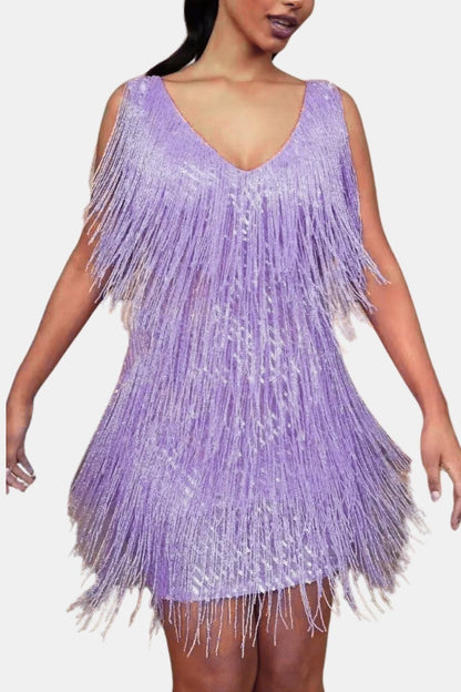Kyrie – Beaded Fringe Sequin Mini Dress