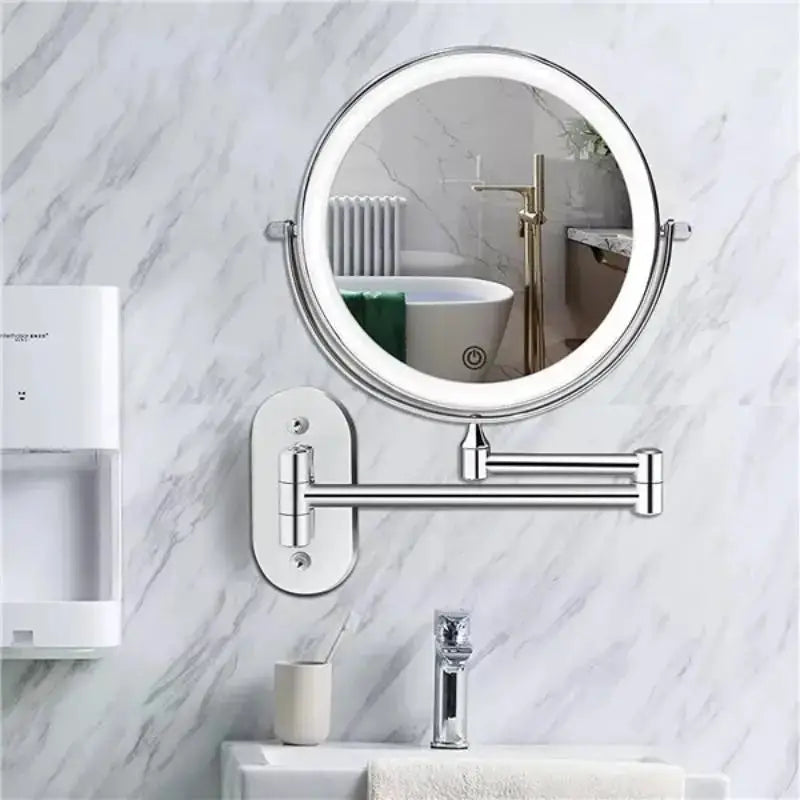 LED Bathroom Mirror | 10× Magnification Vanity Mirror with Adjustable Lighting and Chrome Finish