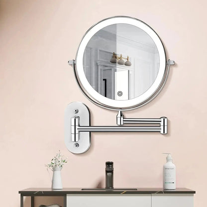 LED Bathroom Mirror | 10× Magnification Vanity Mirror with Adjustable Lighting and Chrome Finish