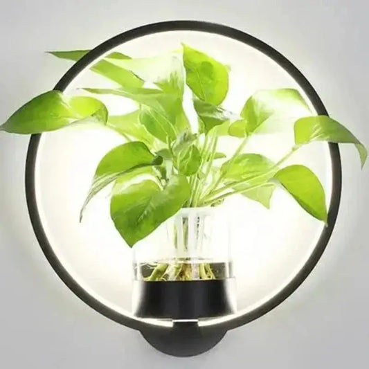 LED-Pflanzen-Wandleuchte mit Glasvase – Rund & Oval Zorenza