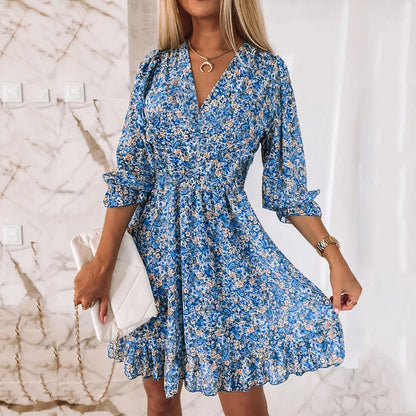 Luchtige zomerjurk voor dames met v-hals