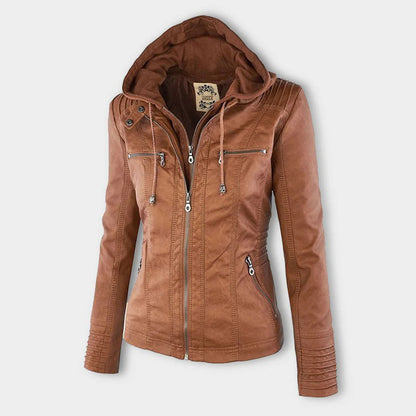 Julia | Women Hooded Zip-Up casual Biker jacket