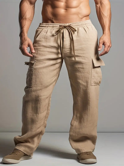 Men’s Relaxed Fit Linen-Style Trousers for Summer – Lightweight Suit Pants for Work, Events and Smart Casual Outfits