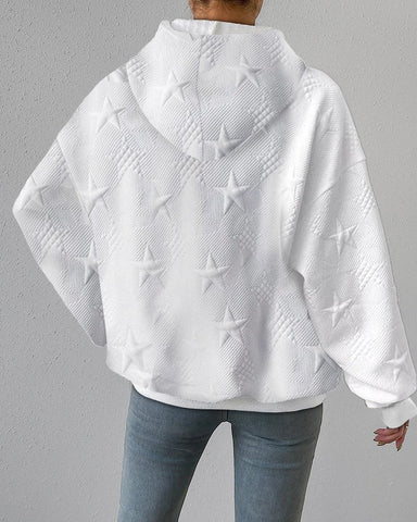 Lauren | Women casual Star-Embossed bluza z kapturem