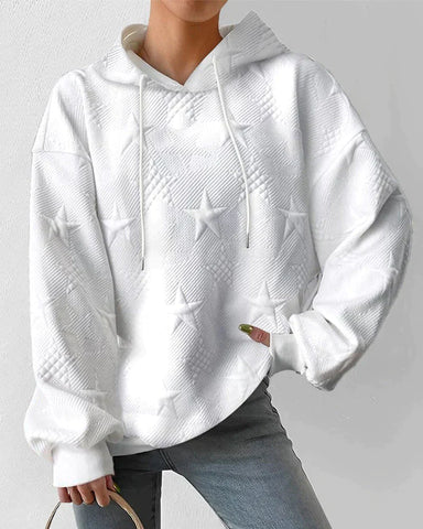 Lauren | Women casual Star-Embossed bluza z kapturem