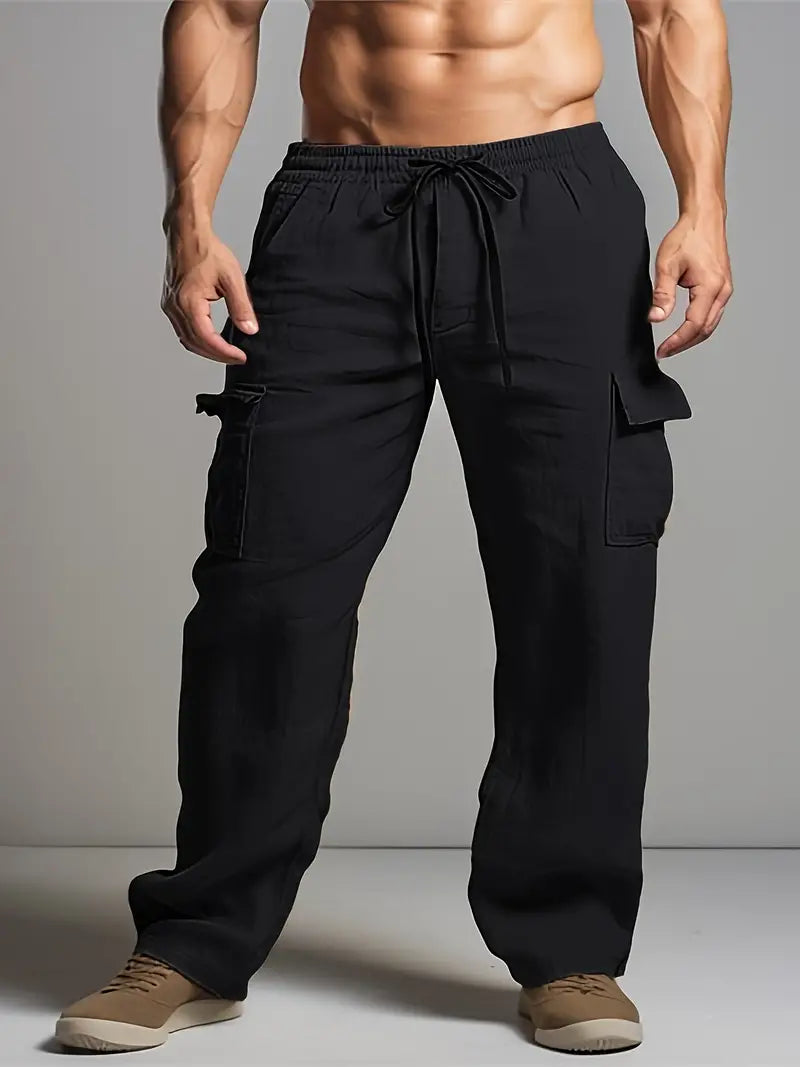 Men’s Relaxed Fit Linen-Style Trousers for Summer – Lightweight Suit Pants for Work, Events and Smart Casual Outfits