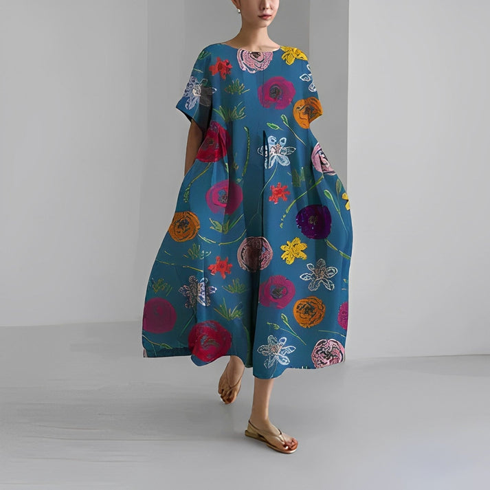 Jacklyn | Women Relaxed styl Flower Midi dress