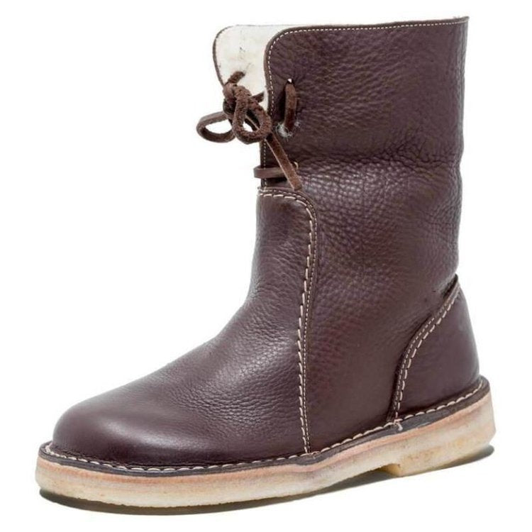Warm and Elegant Winter Lace-Up Ankle Boots for Women