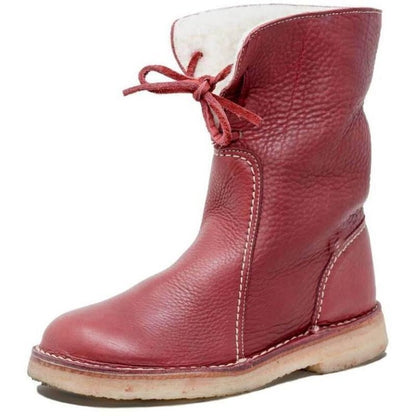Warm and Elegant Winter Lace-Up Ankle Boots for Women