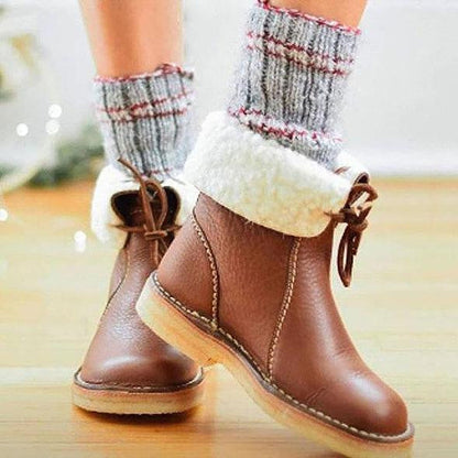 Warm and Elegant Winter Lace-Up Ankle Boots for Women
