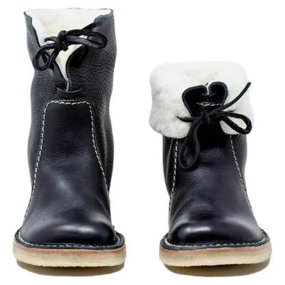 Warm and Elegant Winter Lace-Up Ankle Boots for Women