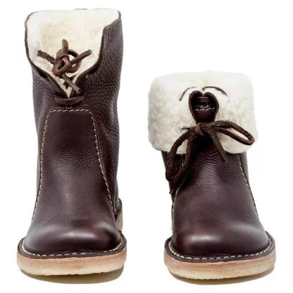 Warm and Elegant Winter Lace-Up Ankle Boots for Women