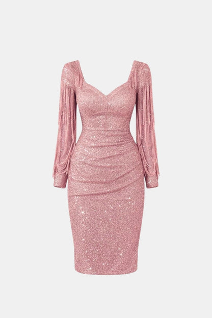 Lacy - Sequin Fringe Sleeve Mini Sequin Dress