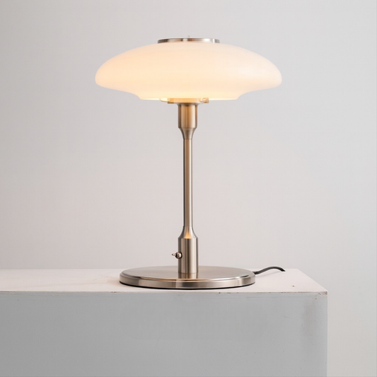 Lampa Stołowa Szklana z Metalowym Wykończeniem – Nowoczesna Lampa Stołowa do Salonu i Sypialni 0