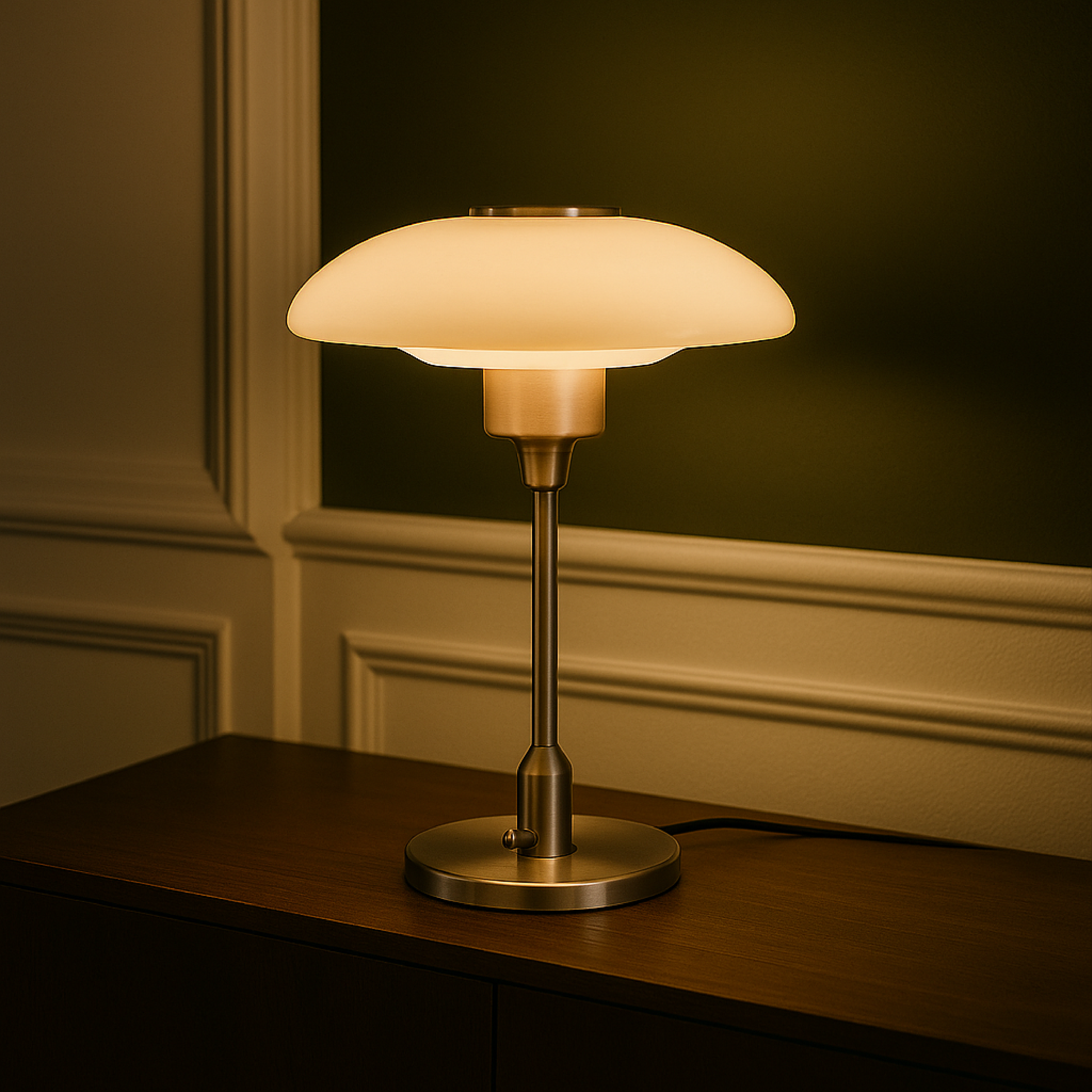 Lampa Stołowa Szklana z Metalowym Wykończeniem – Nowoczesna Lampa Stołowa do Salonu i Sypialni 1