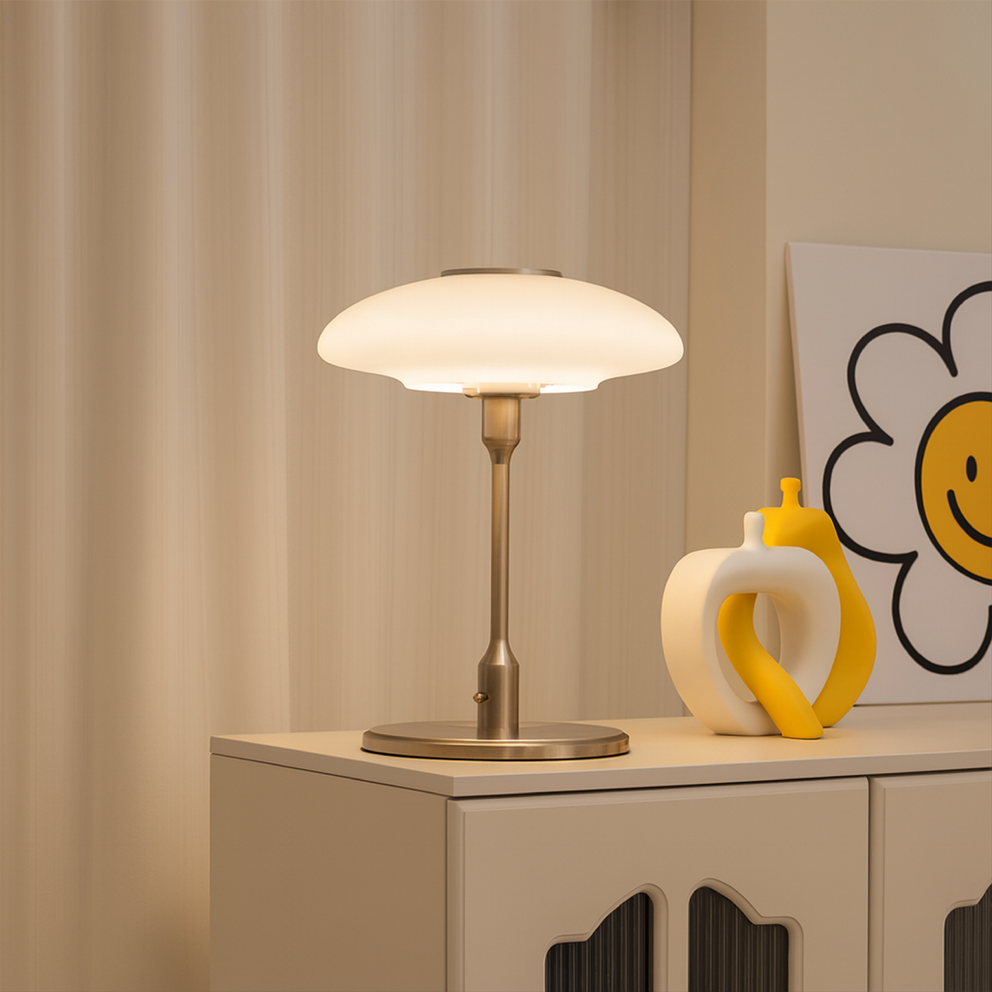 Lampa Stołowa Szklana z Metalowym Wykończeniem – Nowoczesna Lampa Stołowa do Salonu i Sypialni 3