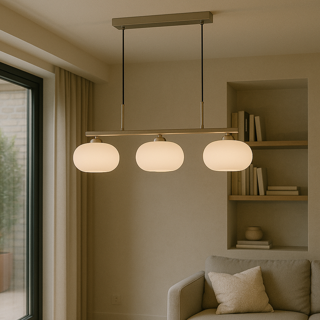 Lampa Wisząca Bauhaus 3-Głowicowa z Regulacją Wysokości – Nowoczesna Lampa do Salonu i Jadalni 2