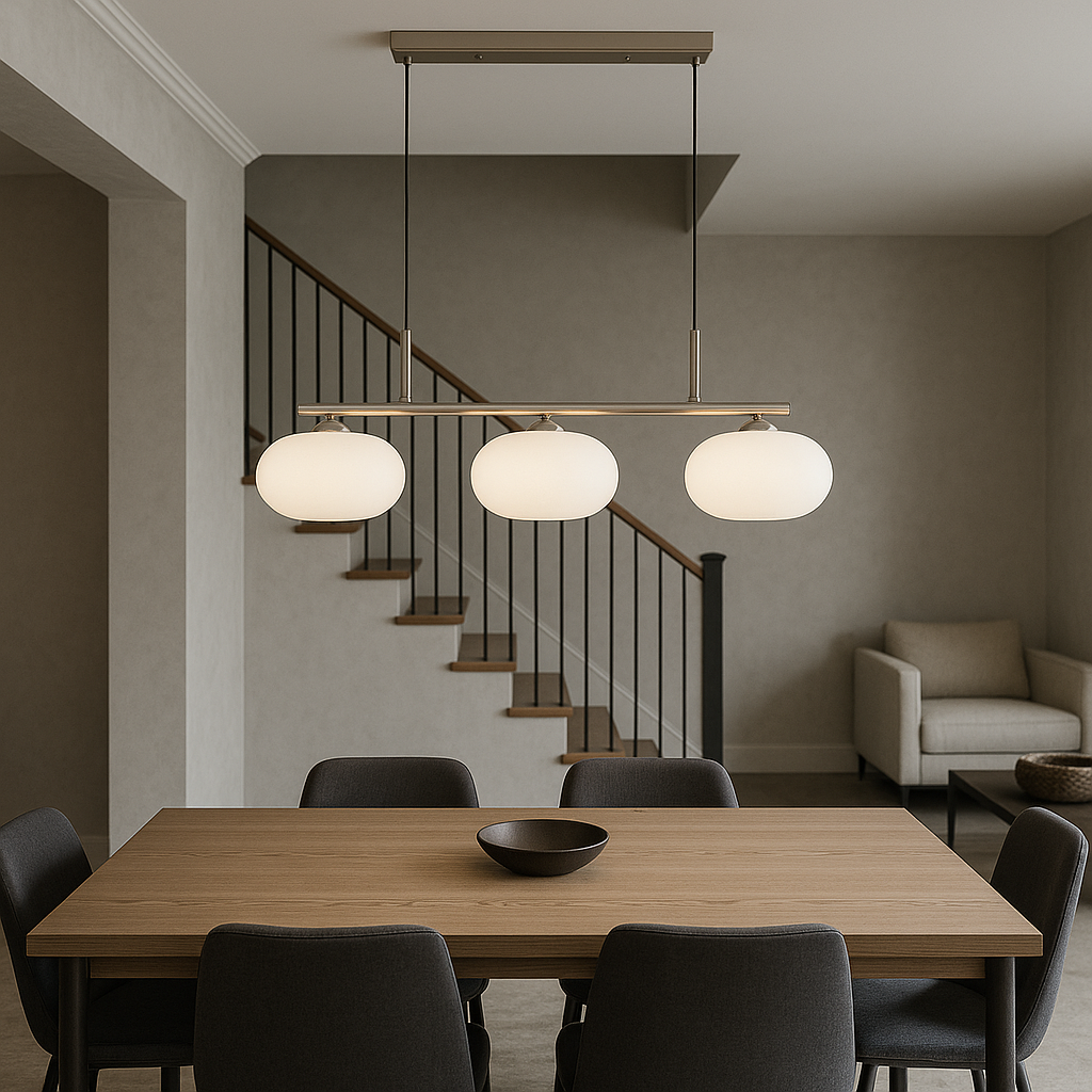Lampa Wisząca Bauhaus 3-Głowicowa z Regulacją Wysokości – Nowoczesna Lampa do Salonu i Jadalni 3
