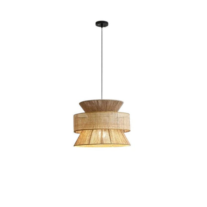 Lampa Wisząca Yudas Wabi Sabi z Rattanu - Asymetryczna Lampa do Salonu, Oświetlenie Nad Stół, Miękkie Światło LED 6