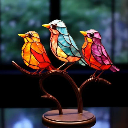 Lampa stołowa dekoracyjna kolorowa ptaki mozaika