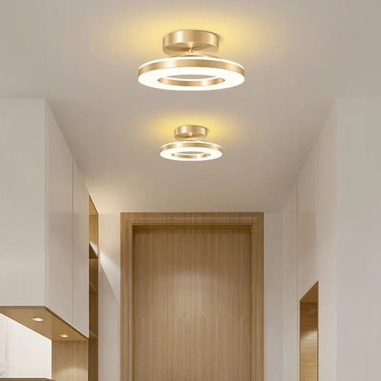 Lampa sufitowa LED nowoczesna pierścieniowa złota okrągła