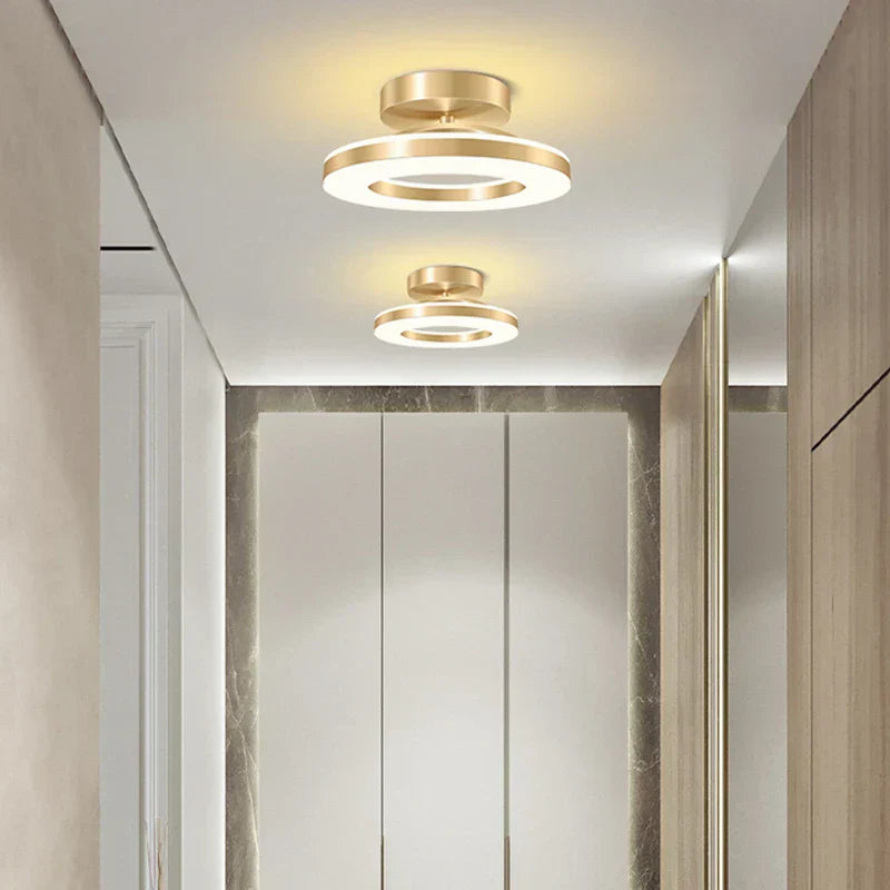 Lampa sufitowa LED nowoczesna pierścieniowa złota okrągła