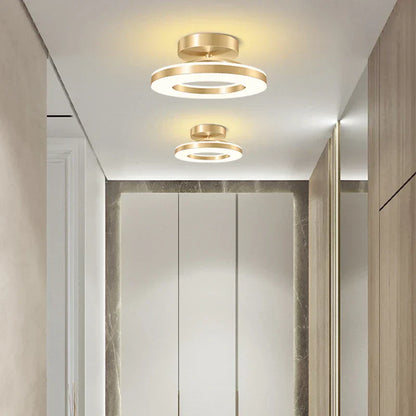 Lampa sufitowa LED nowoczesna pierścieniowa złota okrągła