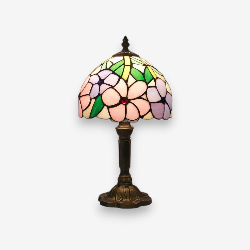 Lampe de table style Tiffany panneaux de verre colorés