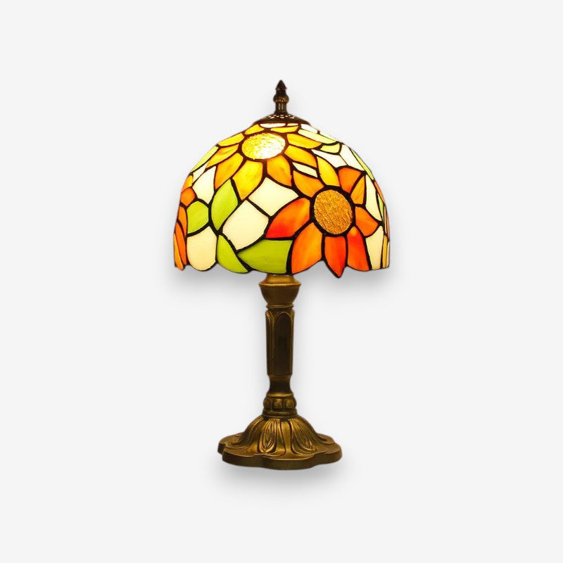 Lampe de table style Tiffany panneaux de verre colorés