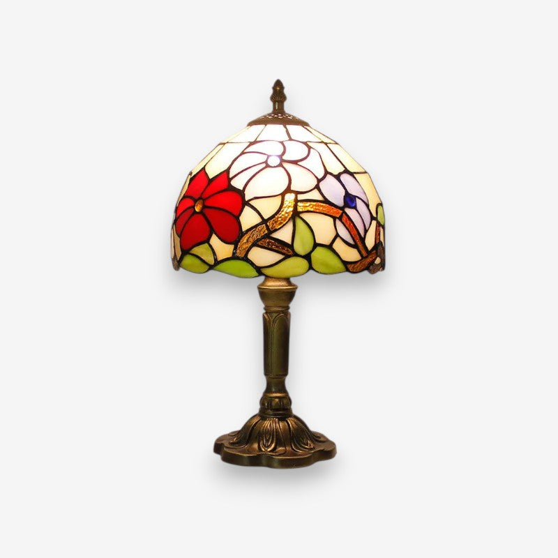 Lampe de table style Tiffany panneaux de verre colorés
