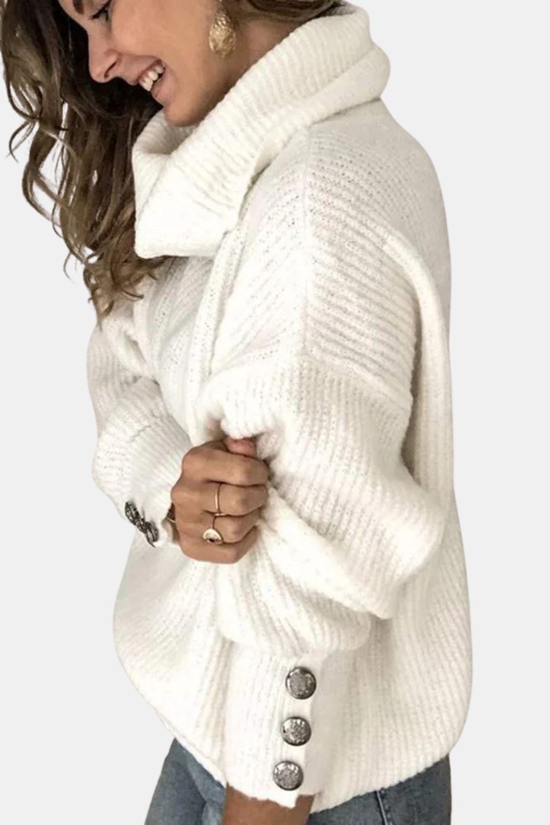 Laney – Turtleneck Sweater with Button Details