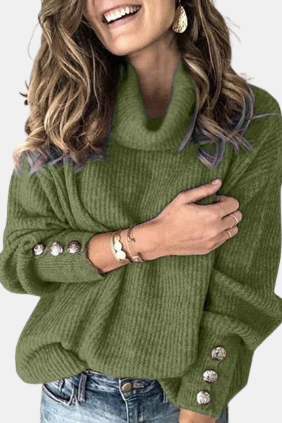 Laney – Turtleneck Sweater with Button Details
