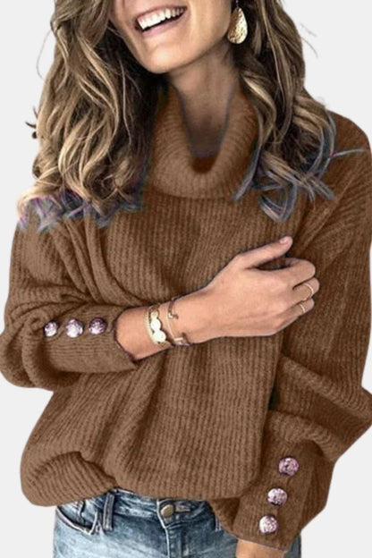 Laney – Turtleneck Sweater with Button Details