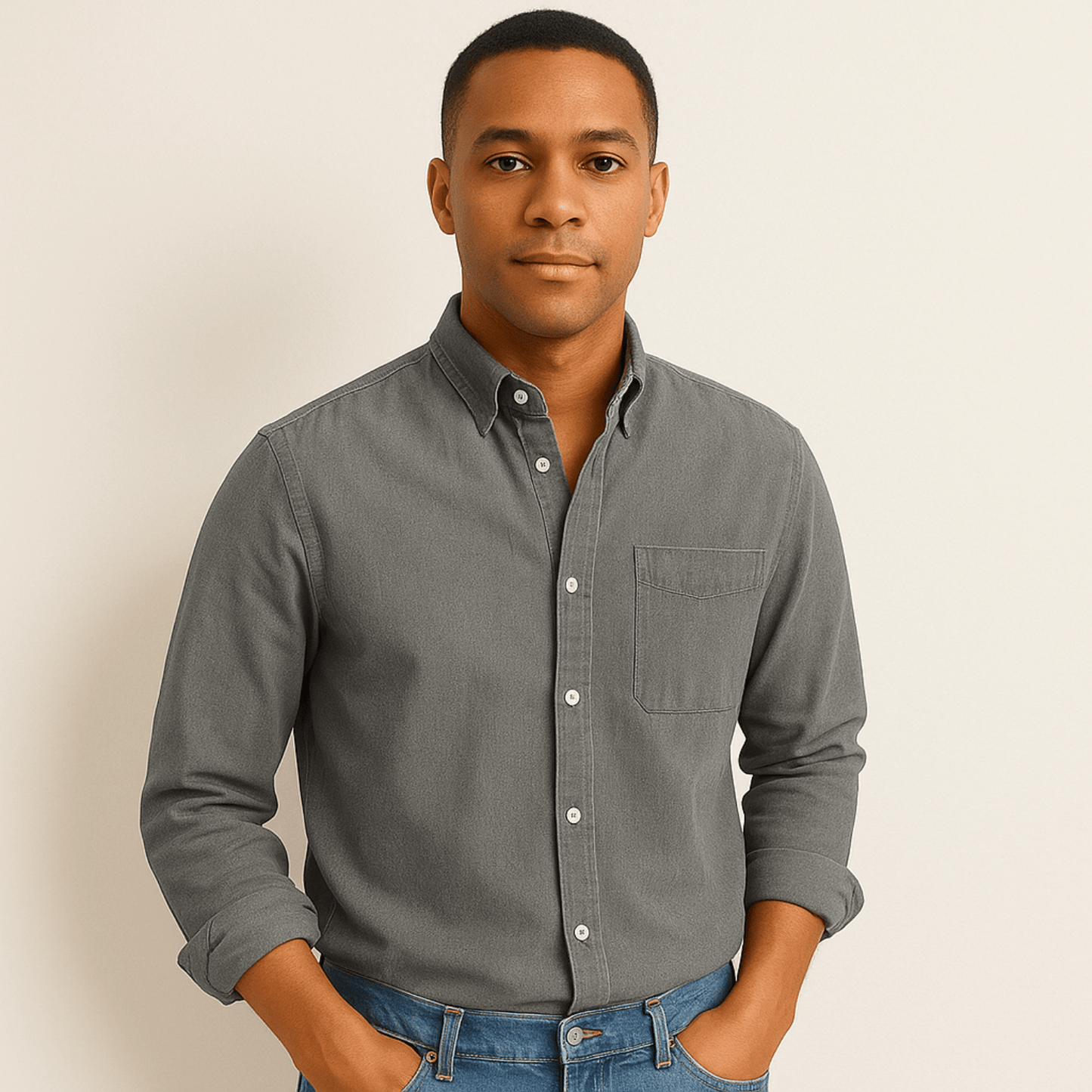 Chemise Homme à Manches Longues – Coupe Classique avec Col