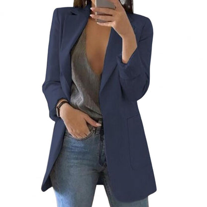 Damen Casual Blazer mit Offener Vorderseite | Lang