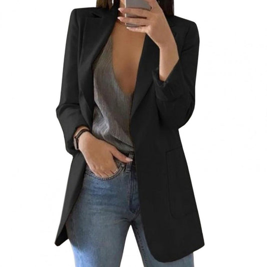 Damen Casual Blazer mit Offener Vorderseite | Lang