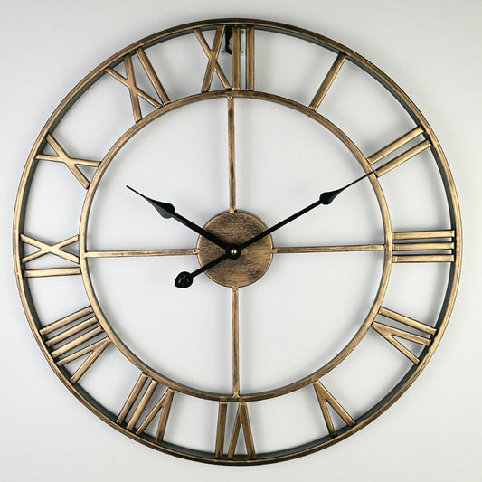 Large Vintage-Style Iron Wall Clock – 40 cm Diameter Retro Wall Clock Decor with Silent Movement 0