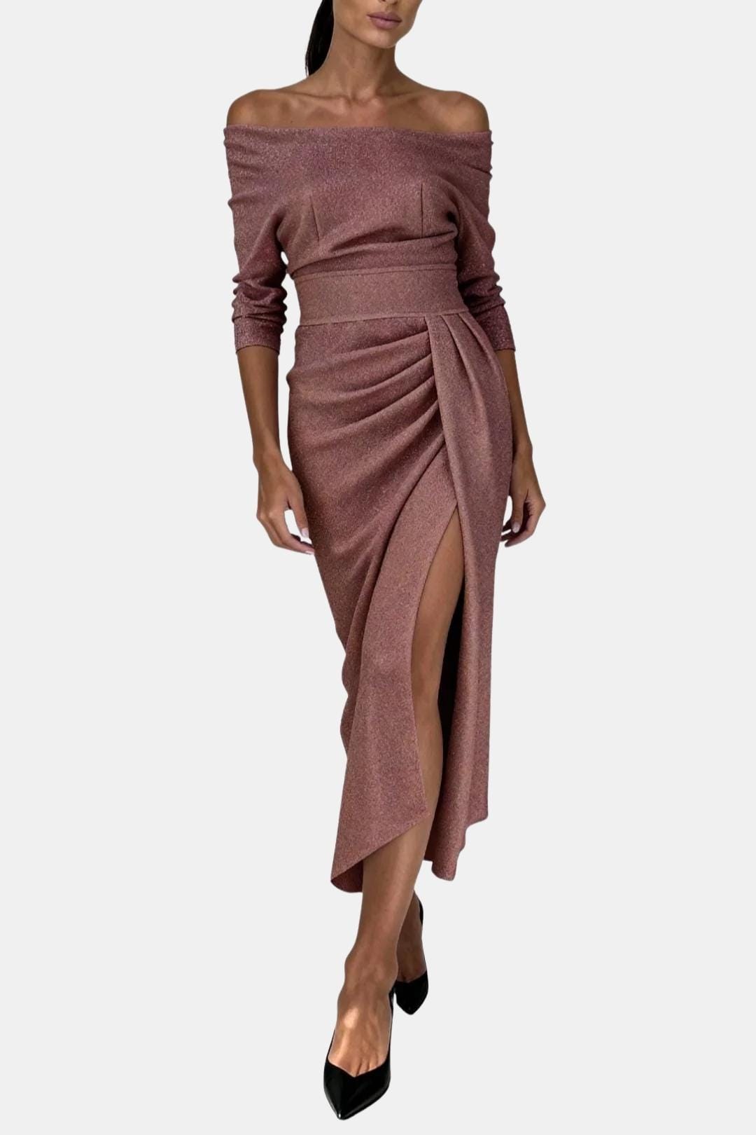 Larissa - Off-Shoulder Fitted Long Dress