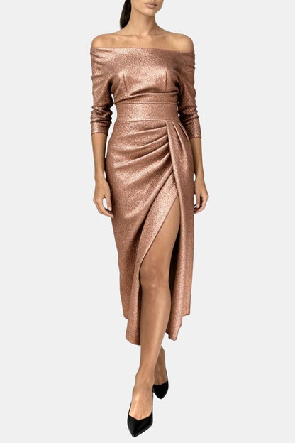 Larissa - Off-Shoulder Fitted Long Dress