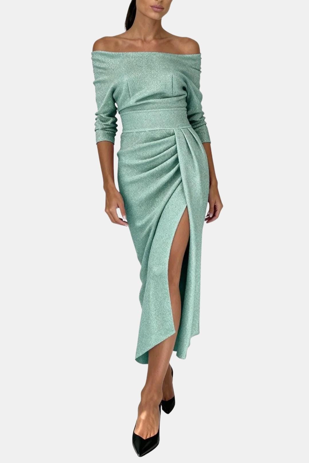 Larissa - Off-Shoulder Fitted Long Dress