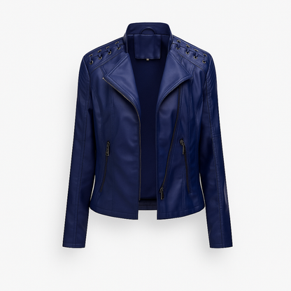Navy Blue Leather Jacket